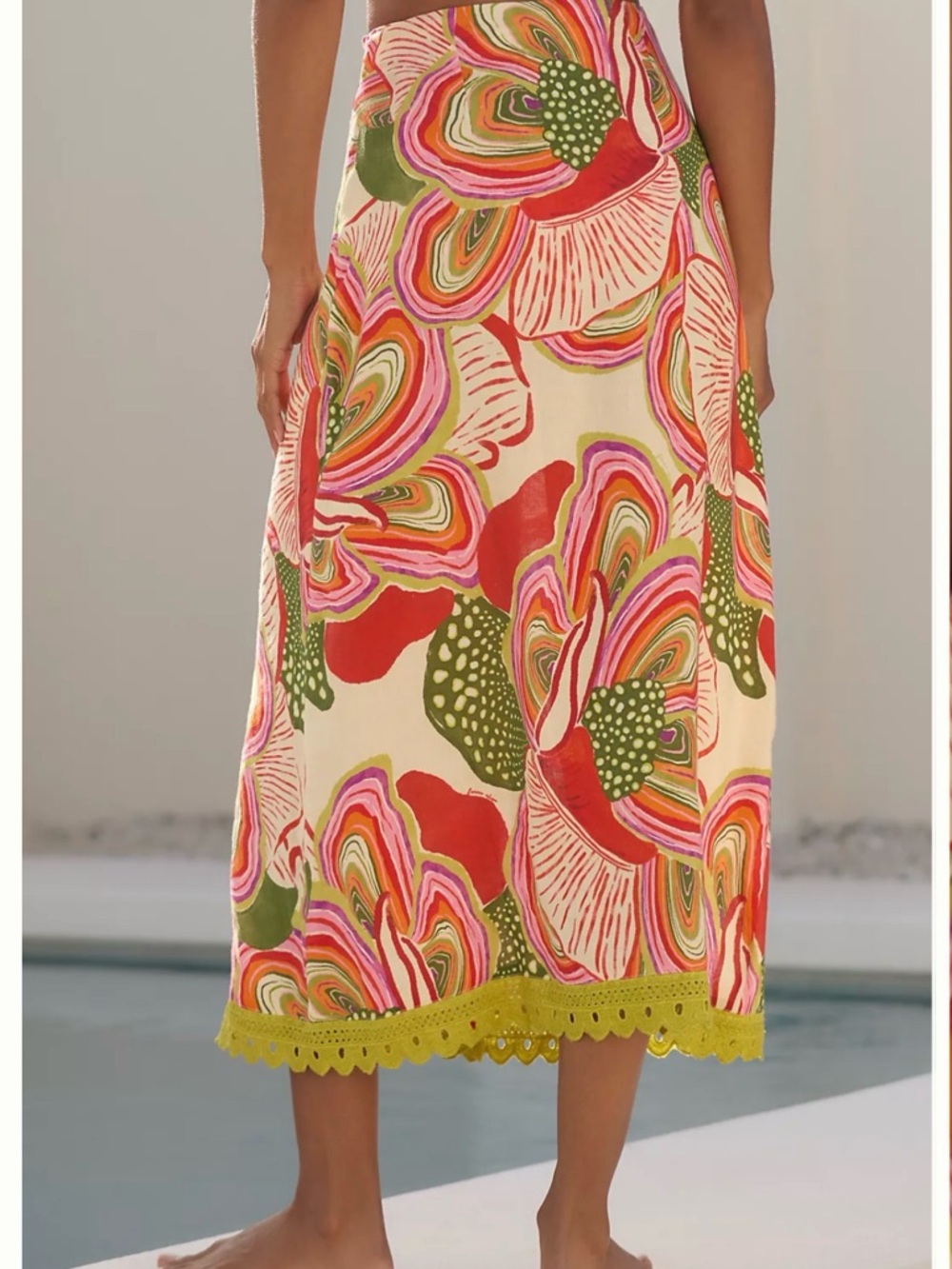 Like New! Farm Rio X Anthropologie Linen Blend Wrap Midi Skirt Floral XS - Picture 12 of 13